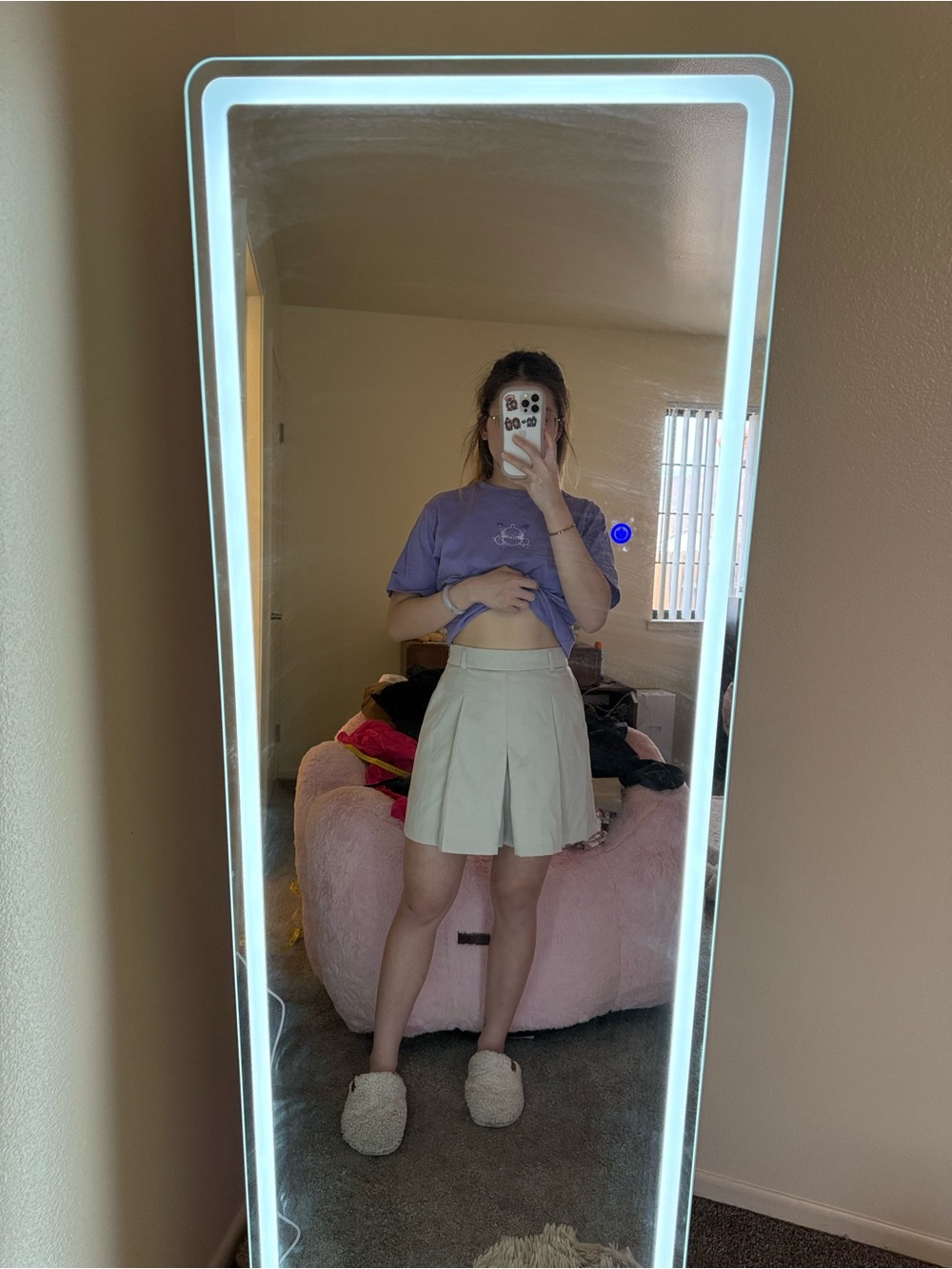 Pleated A-Line Short in Cream